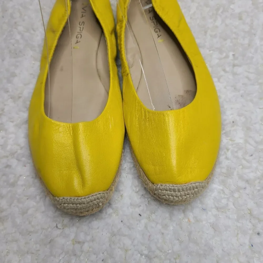 Via Spiga Yellow Leather Espadrilles Flats Size 7.5‎